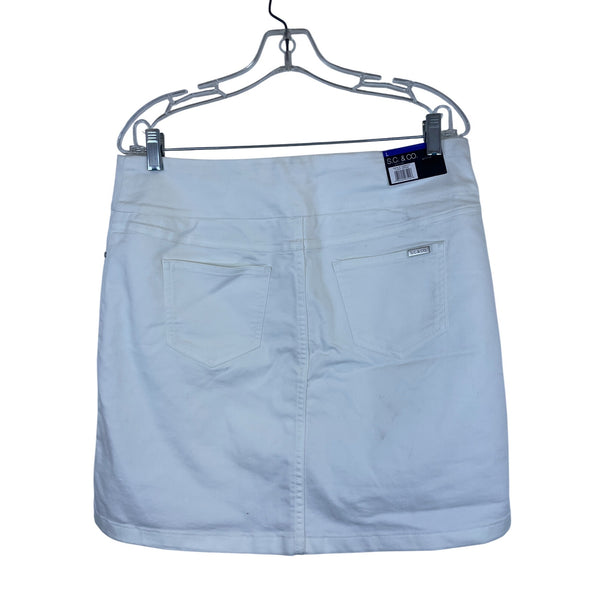 S.C. & Co. Womens White Cotton Blend Stretch Denim Skirt With Pockets Size Large