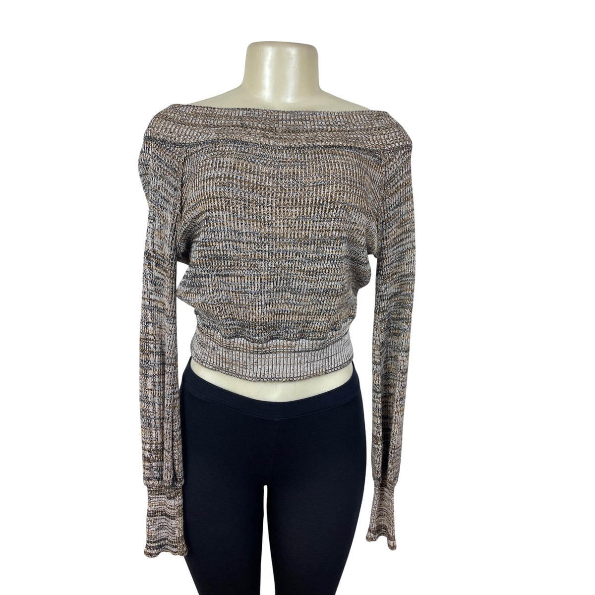 Free People Off-Shoulder Ribbed Knited Long Sleeve Sweater Size SP