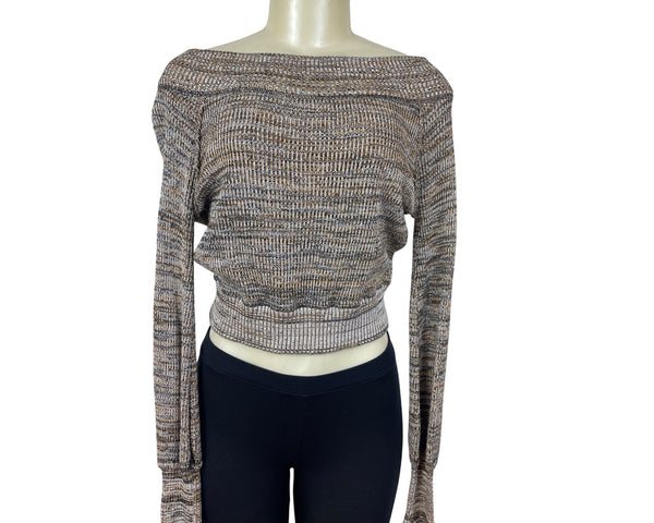 Free People Off-Shoulder Ribbed Knited Long Sleeve Sweater Size SP