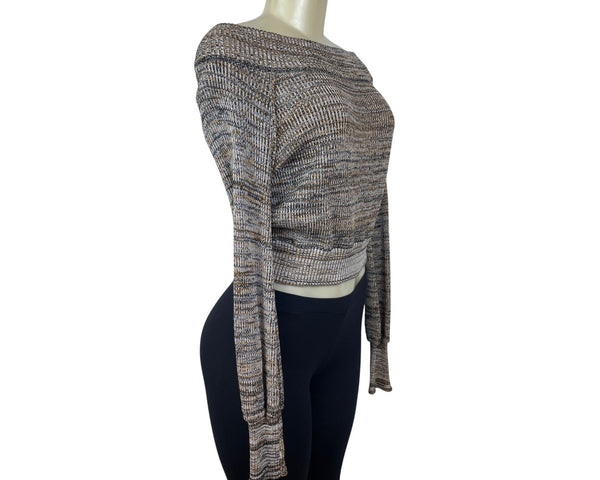 Free People Off-Shoulder Ribbed Knited Long Sleeve Sweater Size SP