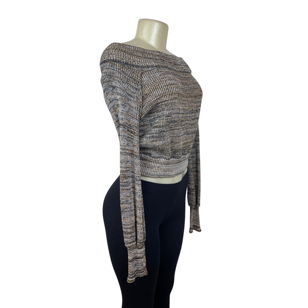 Free People Off-Shoulder Ribbed Knited Long Sleeve Sweater Size SP