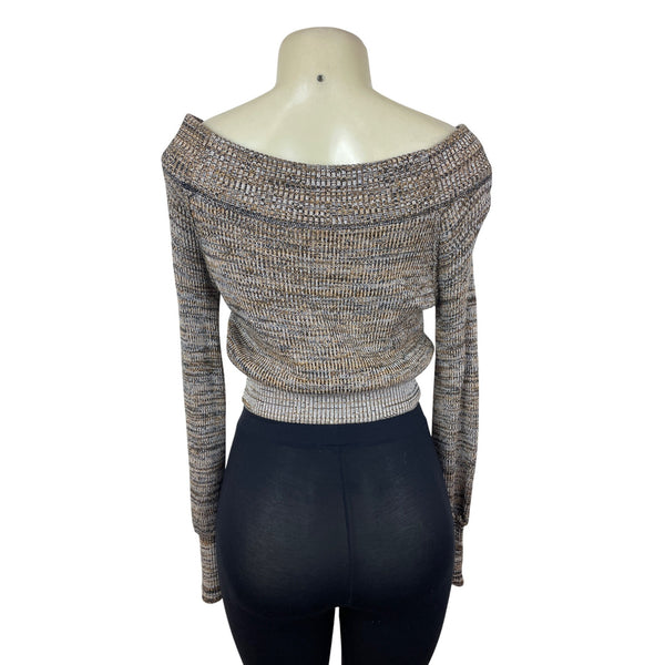 Free People Off-Shoulder Ribbed Knited Long Sleeve Sweater Size SP