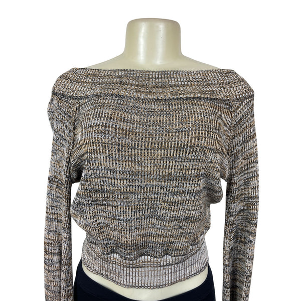 Free People Off-Shoulder Ribbed Knited Long Sleeve Sweater Size SP
