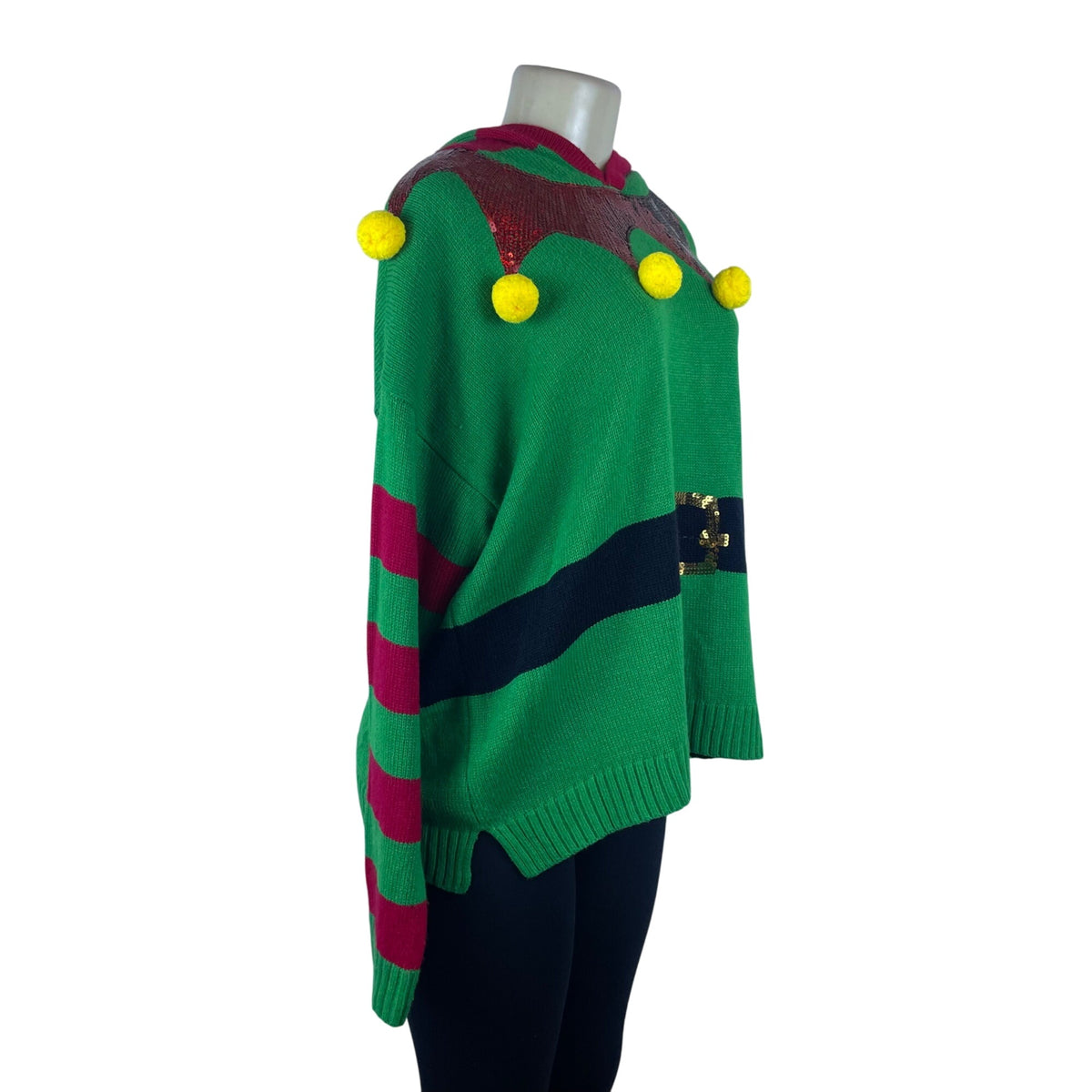 Hooked Up Women’s Green Ugly Christmas Sweater Knit Size XL