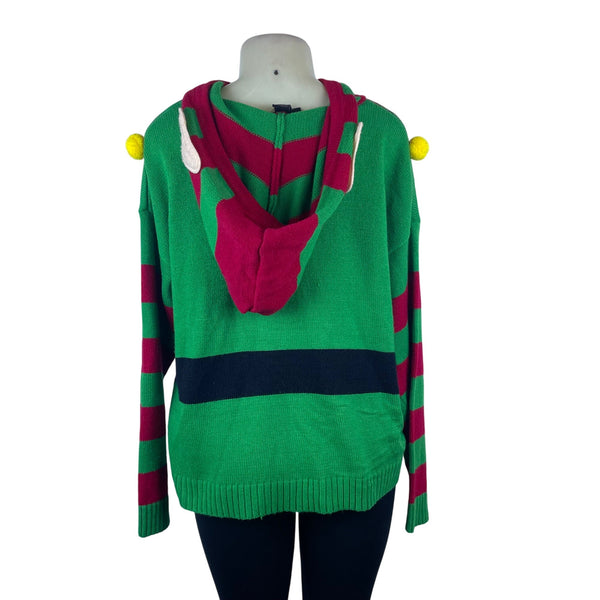 Hooked Up Women’s Green Ugly Christmas Sweater Knit Size XL