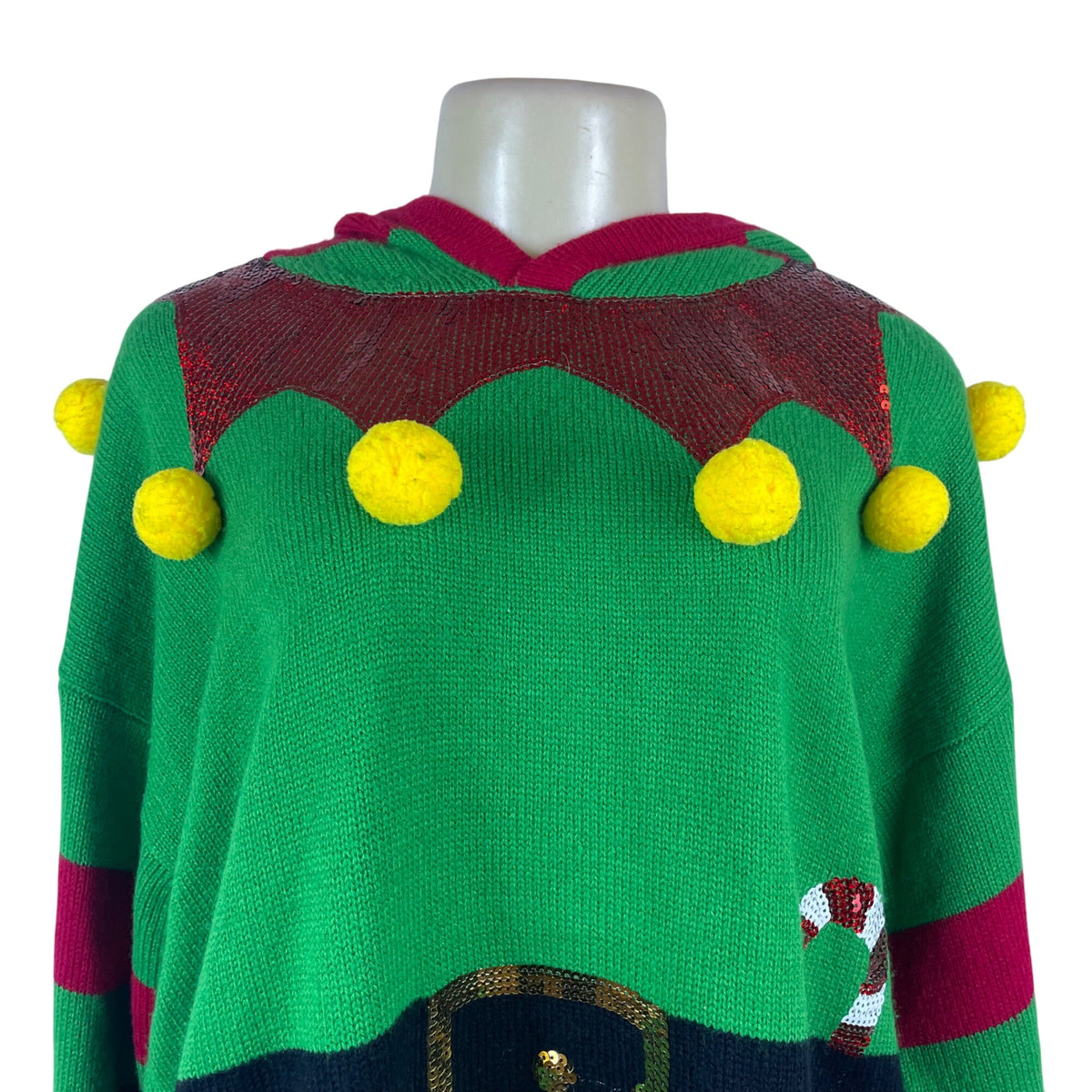 Hooked Up Women’s Green Ugly Christmas Sweater Knit Size XL
