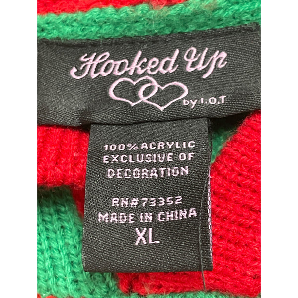 Hooked Up Women’s Green Ugly Christmas Sweater Knit Size XL