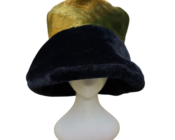 Vintage 90s Y2K Multicolor Velvet Women's Bucket Hat Floral Lining Size OS