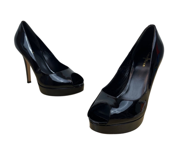 Cole Haan Women’s Black Patent Leather Peep Toe Platform Pumps Size 9B - New