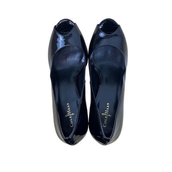 Cole Haan Women’s Black Patent Leather Peep Toe Platform Pumps Size 9B - New