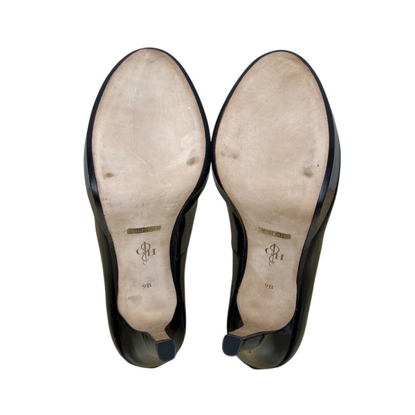 Cole Haan Women’s Black Patent Leather Peep Toe Platform Pumps Size 9B - New