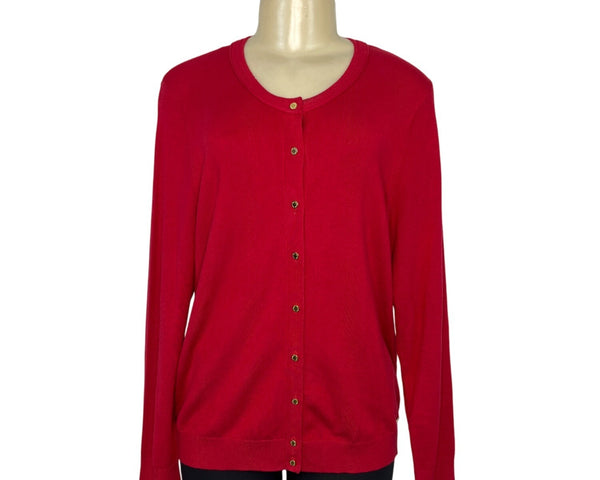 Calvin Klein Womens Red Button-Front Cardigan Sweater Size L