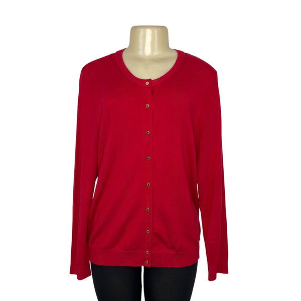 Calvin Klein Womens Red Button-Front Cardigan Sweater Size L