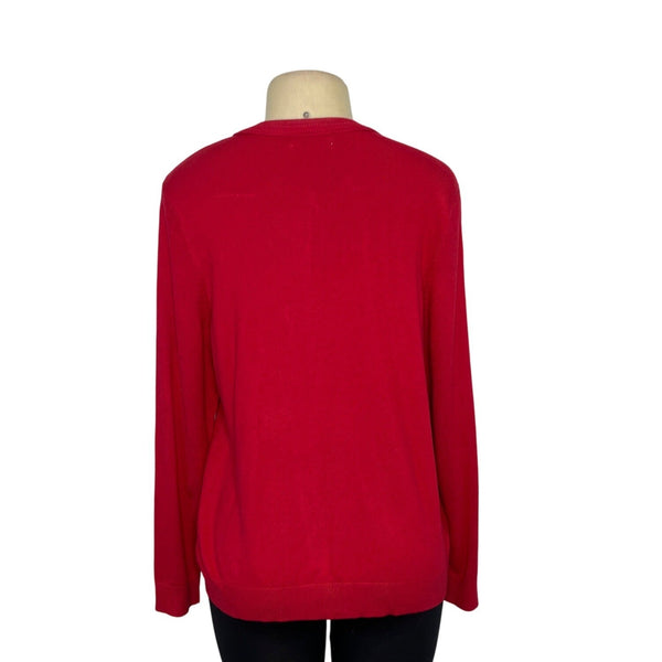 Calvin Klein Womens Red Button-Front Cardigan Sweater Size L