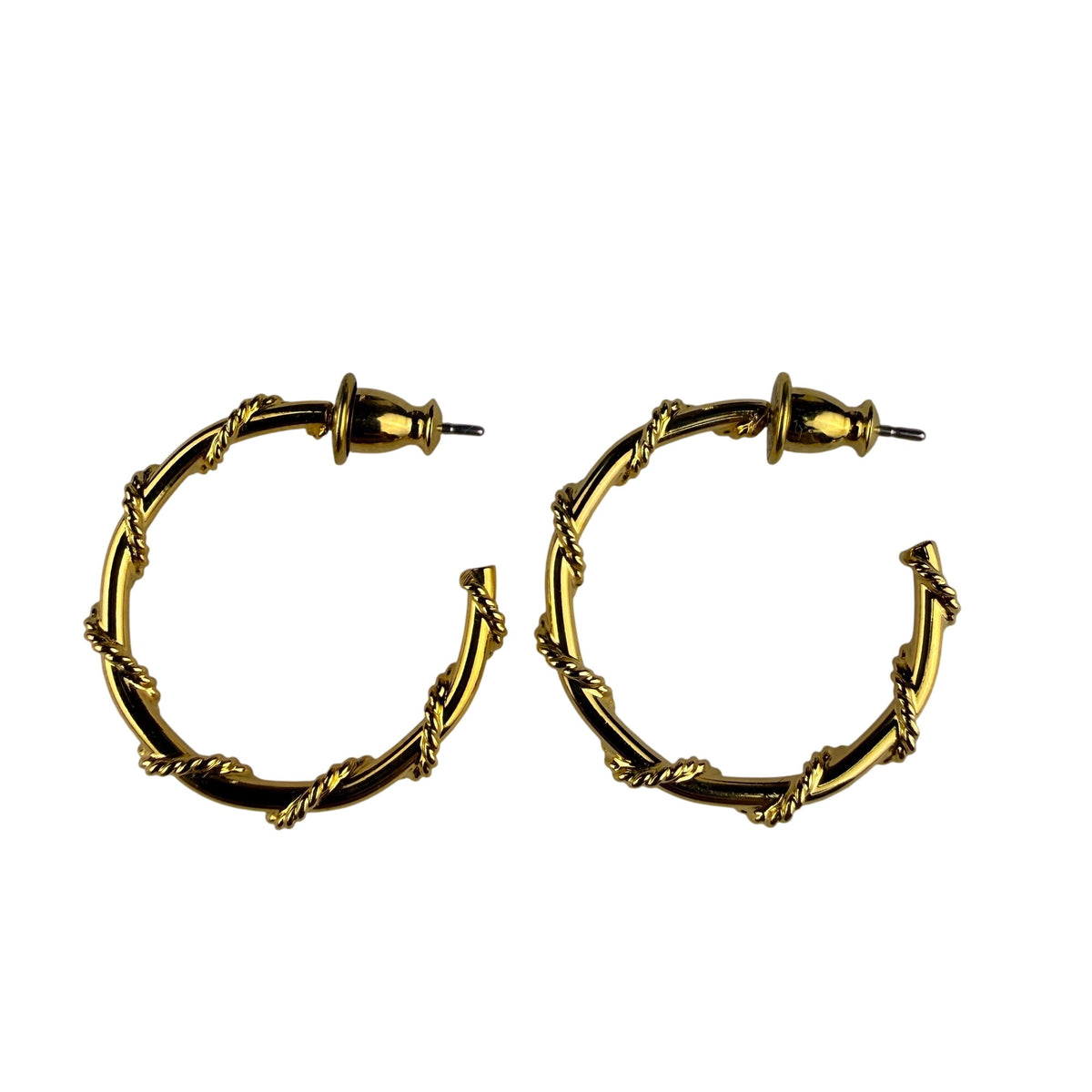 Monet Womens Gold Tone Metal Woven Loop Vintage-Inspired Hoop Earrings Elegant