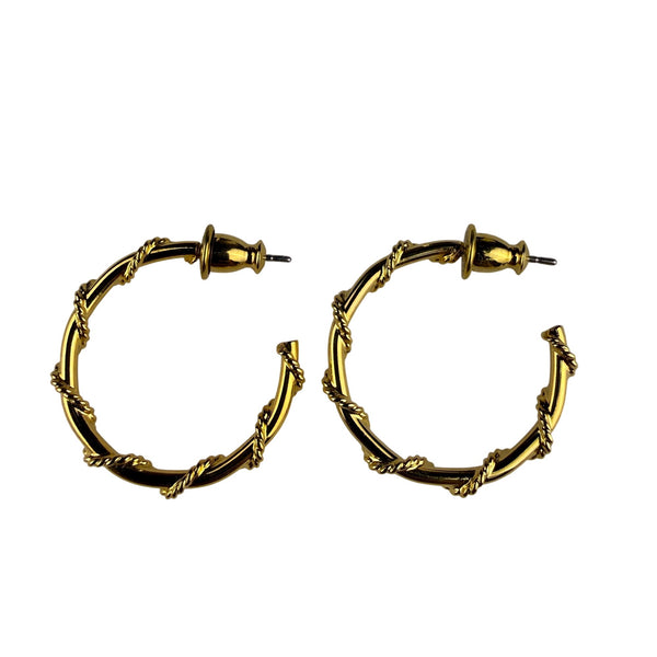 Monet Womens Gold Tone Metal Woven Loop Vintage-Inspired Hoop Earrings Elegant