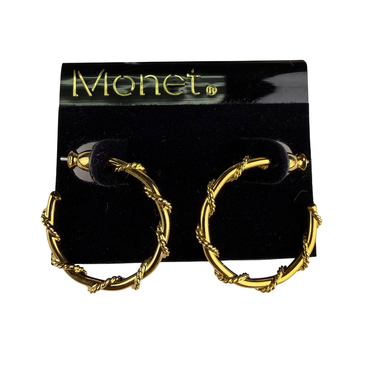 Monet Womens Gold Tone Metal Woven Loop Vintage-Inspired Hoop Earrings Elegant