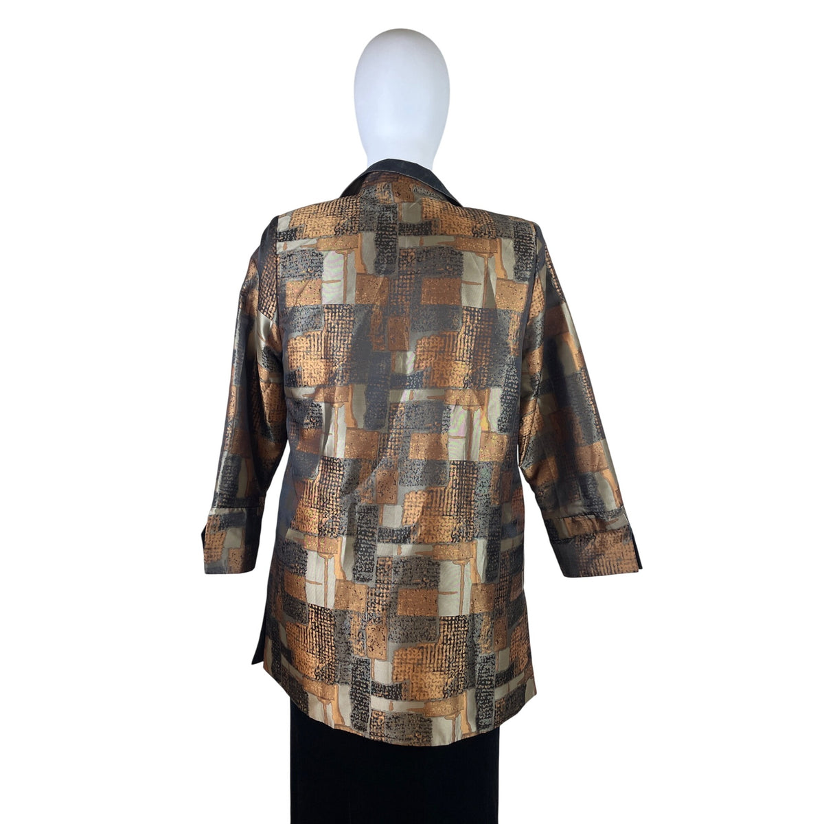Gumps Womens Multicolor Satin Pattern Jacket Abstract Blocks Design Size 12