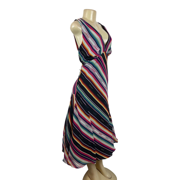 Ralph Lauren Womens Multicolor Striped Sleeveless V-Neck Dress Sz 14 - New