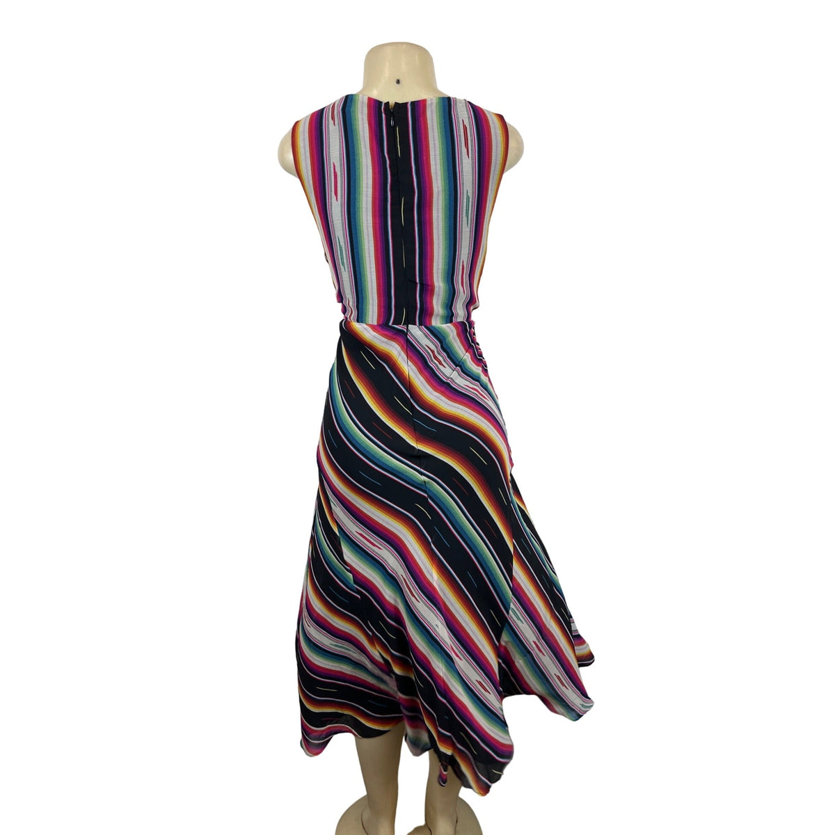 Ralph Lauren Womens Multicolor Striped Sleeveless V-Neck Dress Sz 14 - New