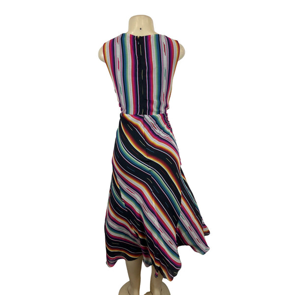 Ralph Lauren Womens Multicolor Striped Sleeveless V-Neck Dress Sz 14 - New