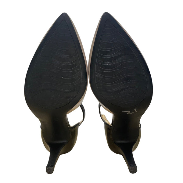 Impo Women’s Black & Nude Patent T-Strap Pointed Toe Tisha High Heels Size 6.5M