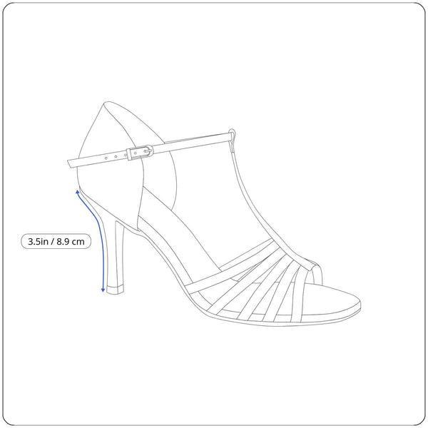 Impo Women’s Black & Nude Patent T-Strap Pointed Toe Tisha High Heels Size 6.5M