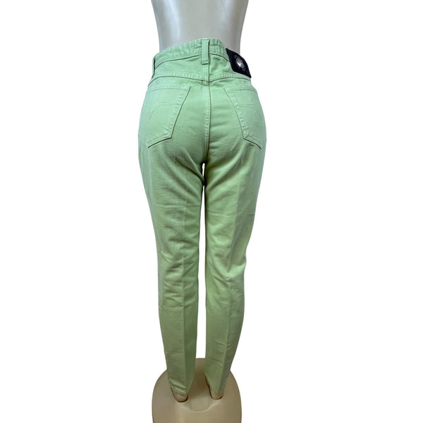Versace Mint Green Women’s Cotton Blend Skinny Fit Jeans Size 32x46