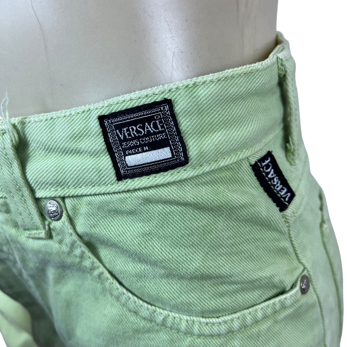 Versace Mint Green Women’s Cotton Blend Skinny Fit Jeans Size 32x46