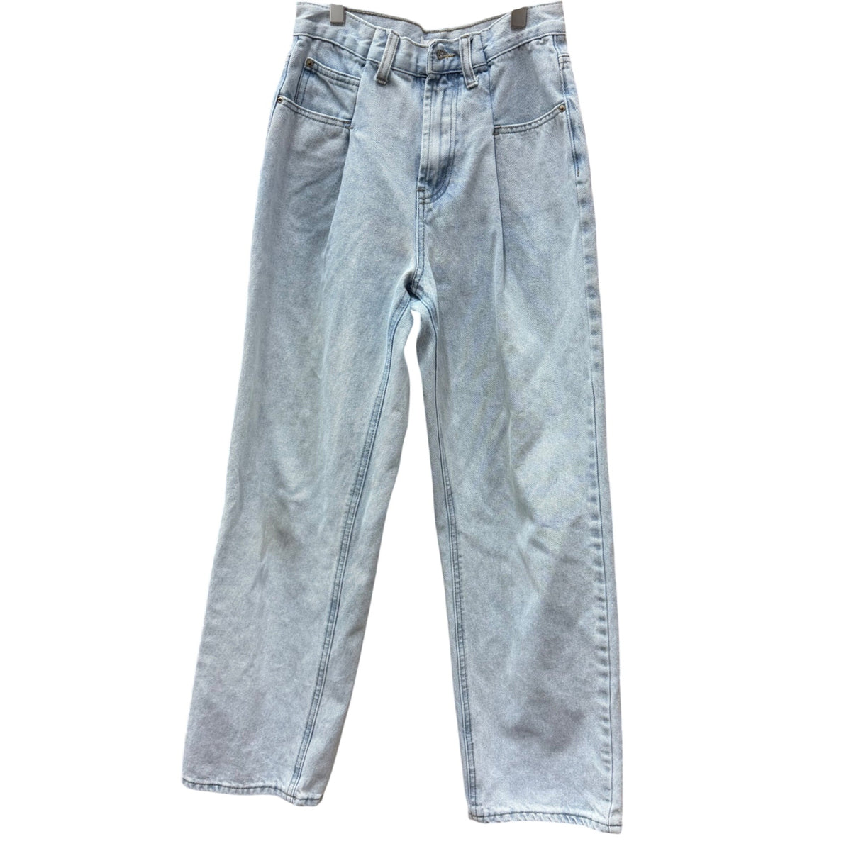 Forever 21 Womens Light Blue Denim Relaxed Fit High-Rise Pleated Jeans US Size 24