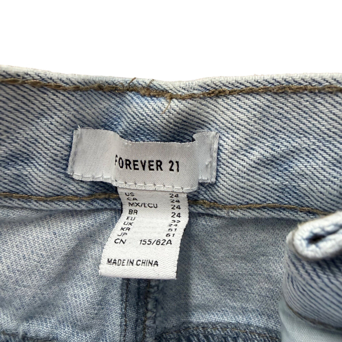 Forever 21 Womens Light Blue Denim Relaxed Fit High-Rise Pleated Jeans US Size 24