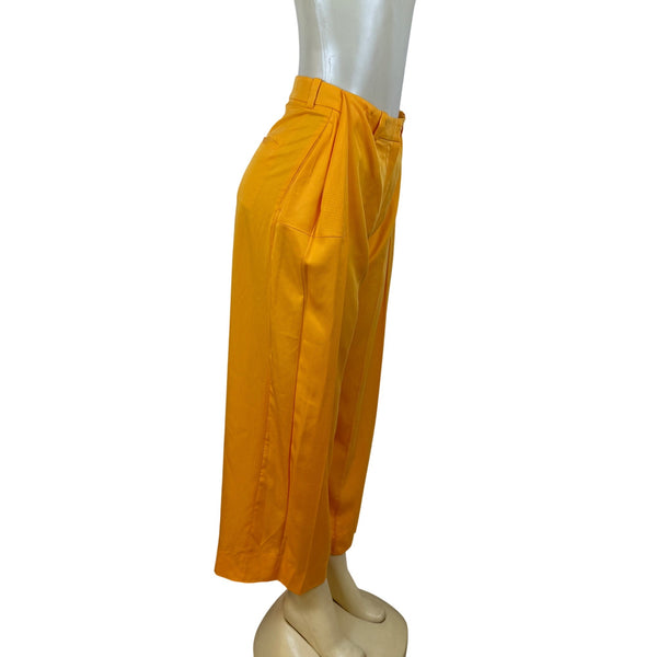 Cos Womens Orange Lyocell Cropped Wide-Leg Pleated Pants Size 2