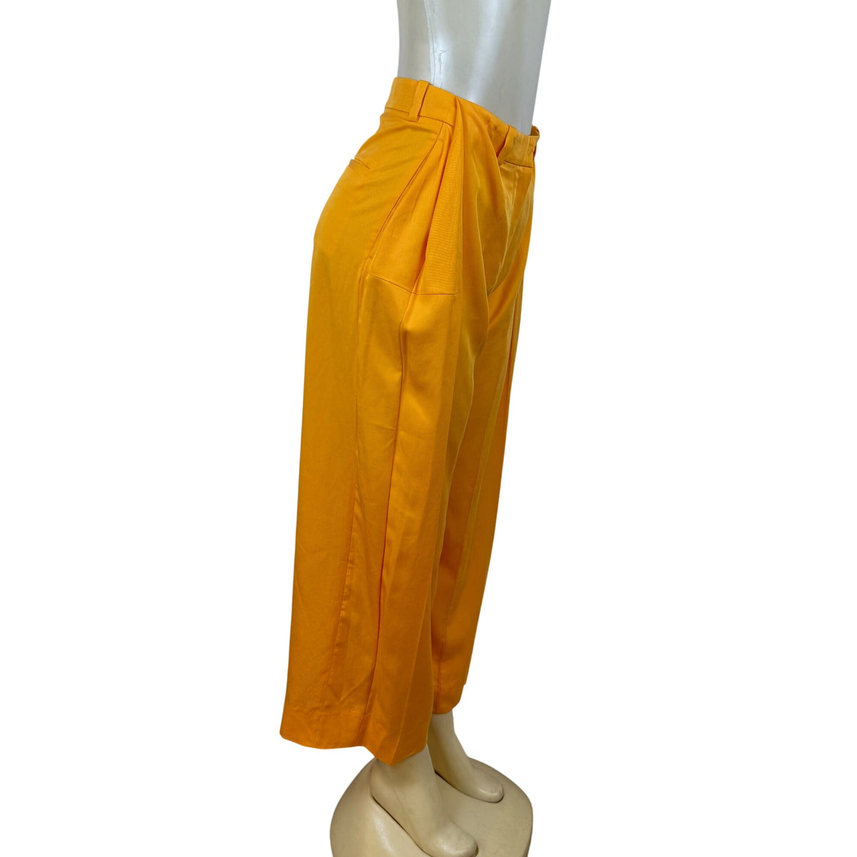 Cos Womens Orange Lyocell Cropped Wide-Leg Pleated Pants Size 2