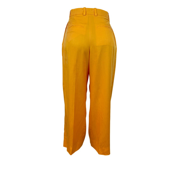 Cos Womens Orange Lyocell Cropped Wide-Leg Pleated Pants Size 2