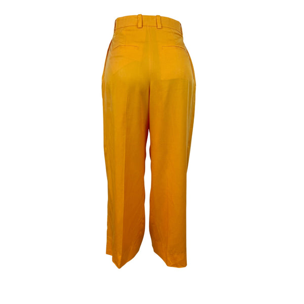 Cos Womens Orange Lyocell Cropped Wide-Leg Pleated Pants Size 2