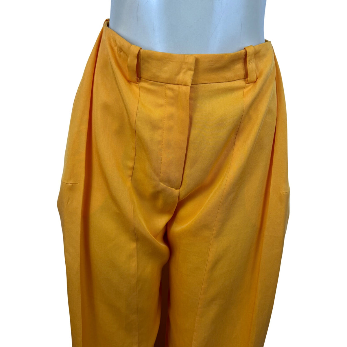 Cos Womens Orange Lyocell Cropped Wide-Leg Pleated Pants Size 2