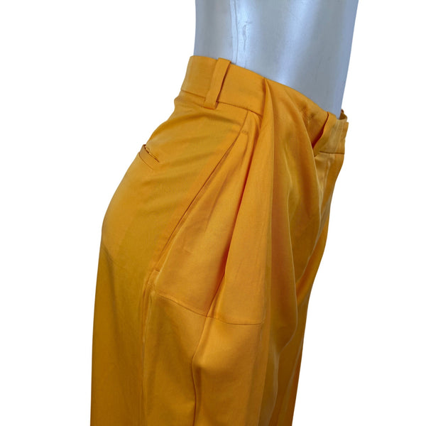Cos Womens Orange Lyocell Cropped Wide-Leg Pleated Pants Size 2
