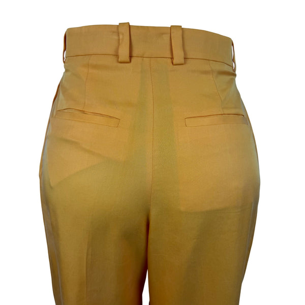 Cos Womens Orange Lyocell Cropped Wide-Leg Pleated Pants Size 2