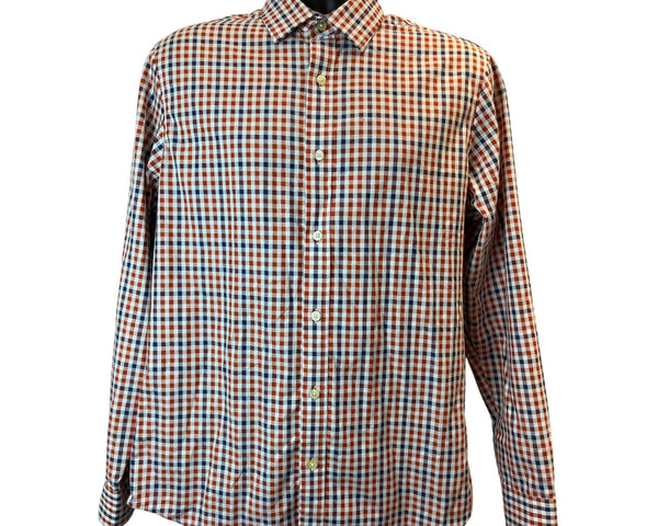 Banana Republic Men's Red & Blue Checkered & Slim Fit Button-Down Shirt Sz M