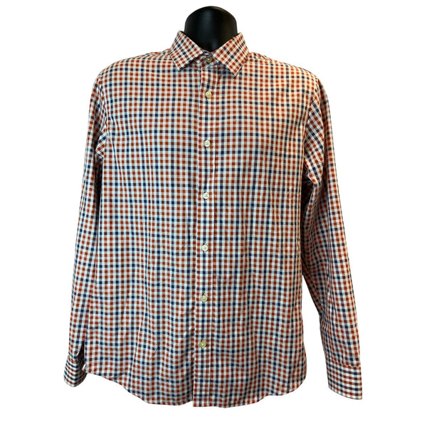 Banana Republic Men's Red & Blue Checkered & Slim Fit Button-Down Shirt Sz M