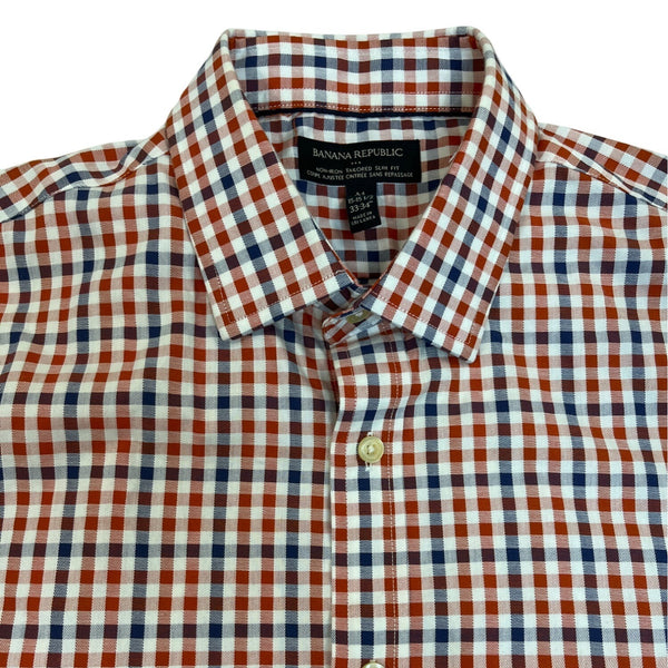Banana Republic Men's Red & Blue Checkered & Slim Fit Button-Down Shirt Sz M
