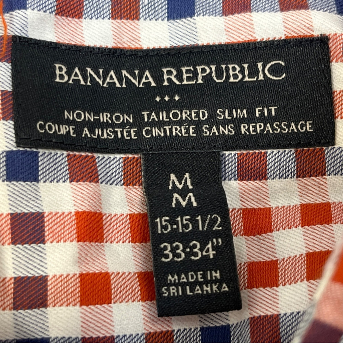 Banana Republic Men's Red & Blue Checkered & Slim Fit Button-Down Shirt Sz M