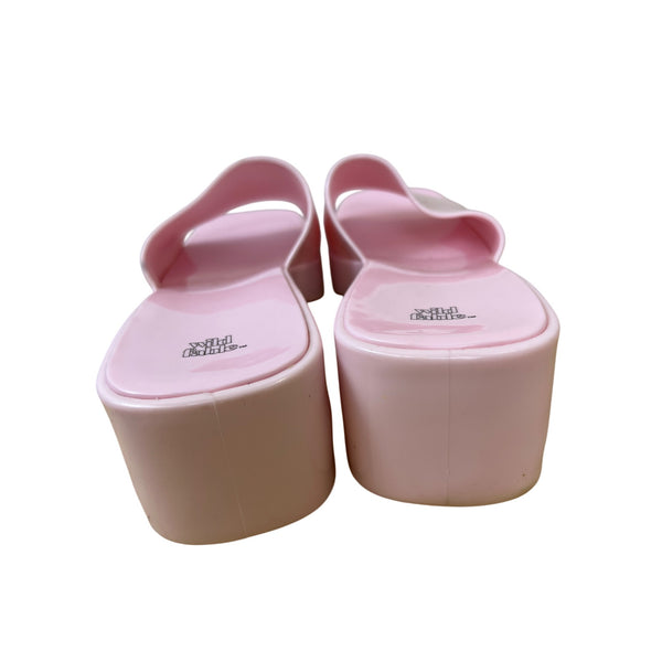 Wild Fable Womens Pink Slide Heeled Sandals Synthetic Open-Toe Block Heel Size 10