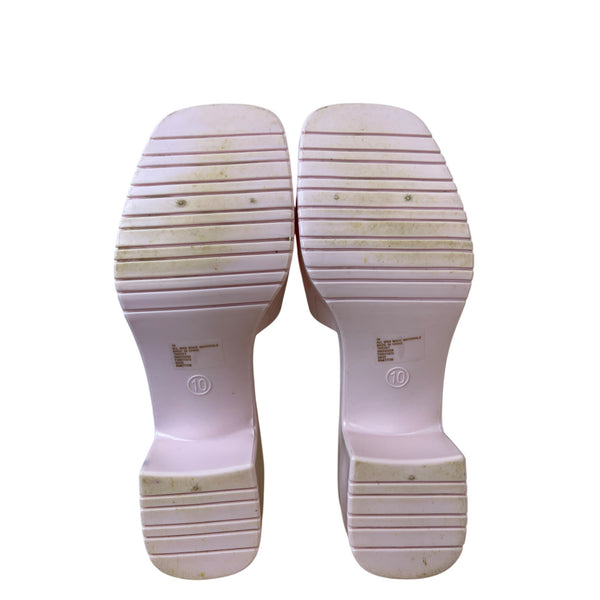 Wild Fable Womens Pink Slide Heeled Sandals Synthetic Open-Toe Block Heel Size 10