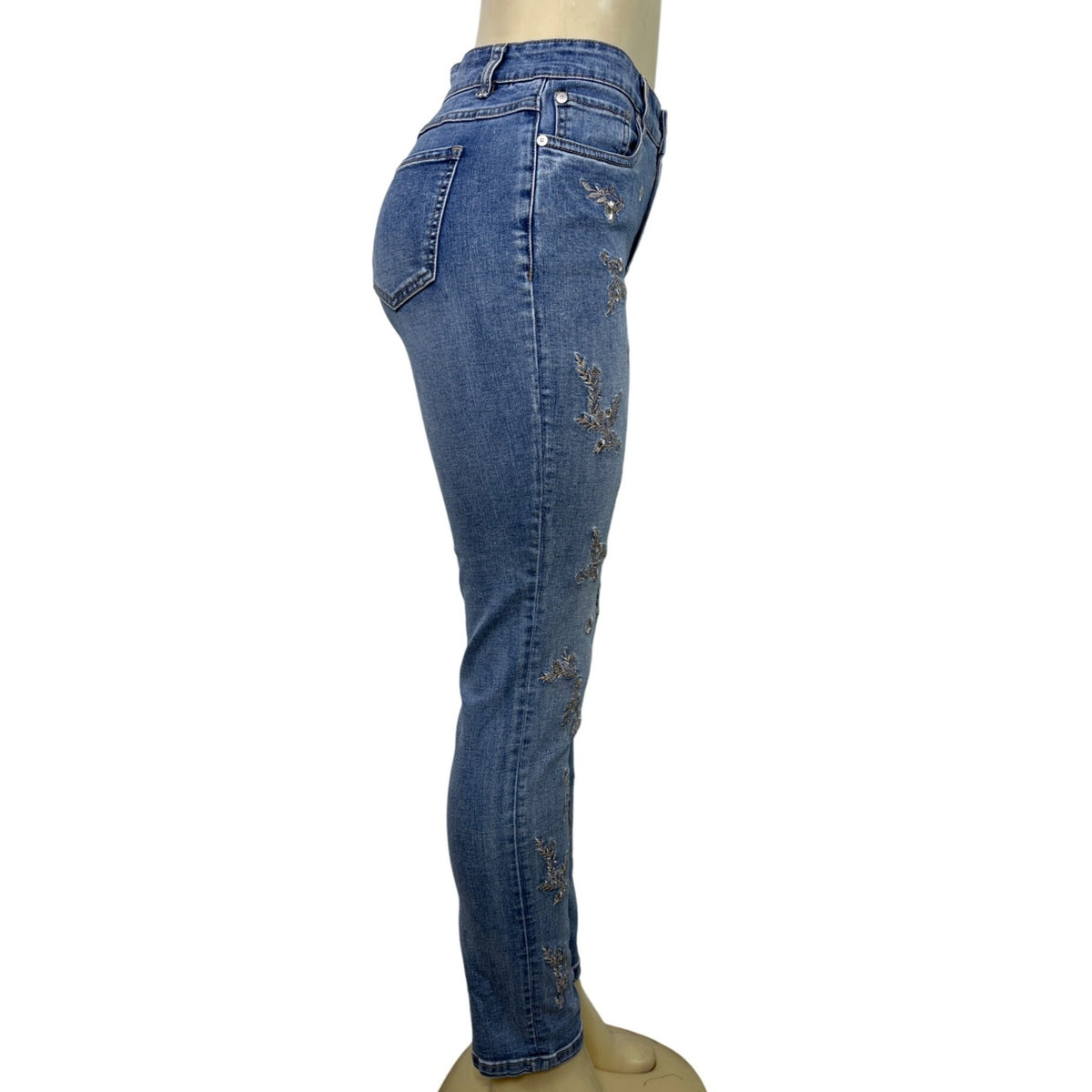 Tribal Jeans Embroidered Denim Skinny Jeans Floral Pattern Stretchy Size 4