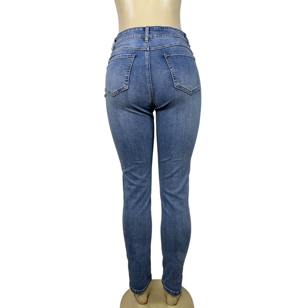 Tribal Jeans Embroidered Denim Skinny Jeans Floral Pattern Stretchy Size 4