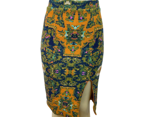 Chelsea & Theodore Women’s Knit Pencil Skirt Multicolor Abstract Pattern Sz S