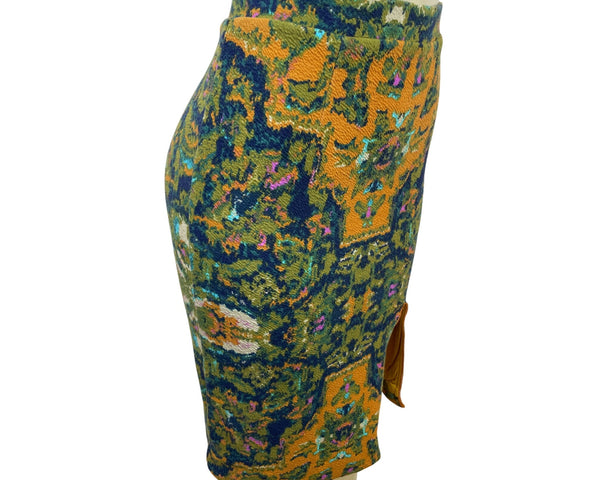 Chelsea & Theodore Women’s Knit Pencil Skirt Multicolor Abstract Pattern Sz S
