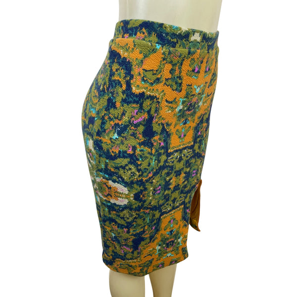 Chelsea & Theodore Women’s Knit Pencil Skirt Multicolor Abstract Pattern Sz S