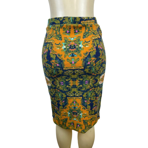 Chelsea & Theodore Women’s Knit Pencil Skirt Multicolor Abstract Pattern Sz S